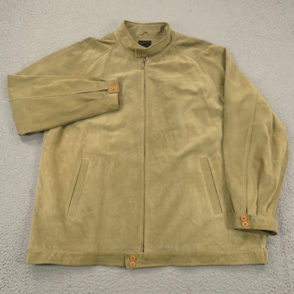 Sean John Leather Jacket XXL Men Tan Suede Full Zip Heavyweight Y2K VINTAGE Coat